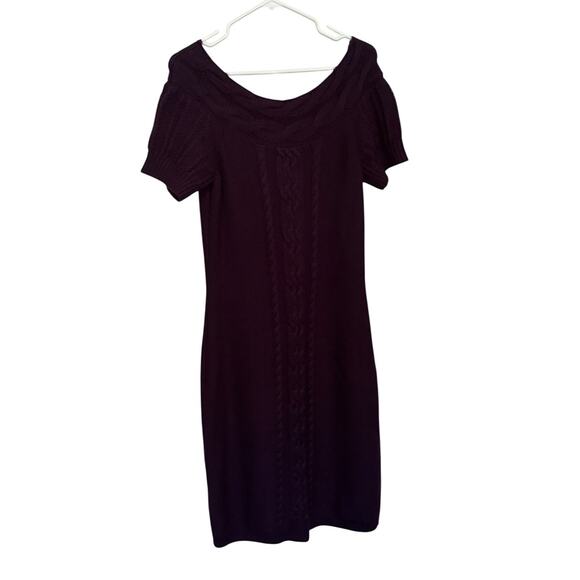 Calvin Klein Womens Medium Dress Purple Short Sleeve Cable Knit Sweater Dress - Picture 3 of 7